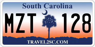 SC license plate MZT128