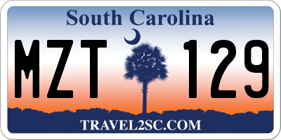 SC license plate MZT129