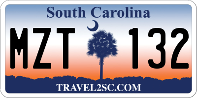 SC license plate MZT132