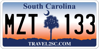 SC license plate MZT133