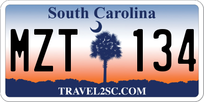 SC license plate MZT134