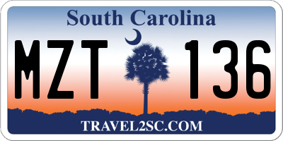 SC license plate MZT136