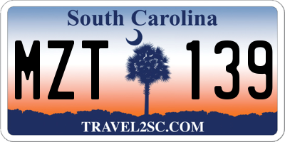 SC license plate MZT139
