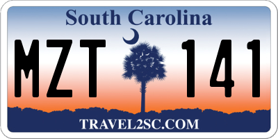 SC license plate MZT141