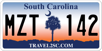 SC license plate MZT142