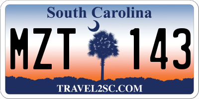 SC license plate MZT143