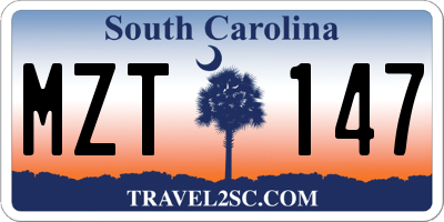 SC license plate MZT147