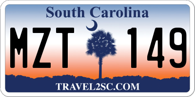 SC license plate MZT149