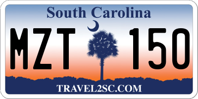 SC license plate MZT150
