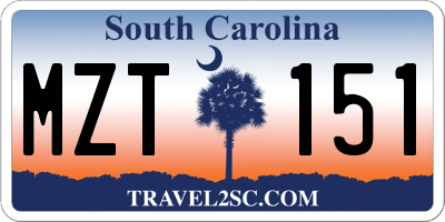 SC license plate MZT151