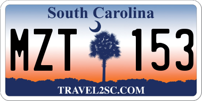 SC license plate MZT153