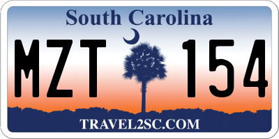 SC license plate MZT154