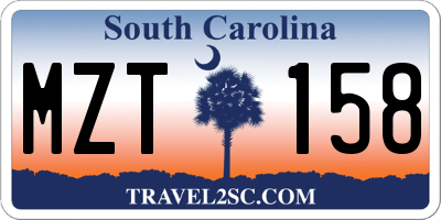 SC license plate MZT158
