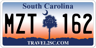 SC license plate MZT162