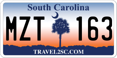 SC license plate MZT163