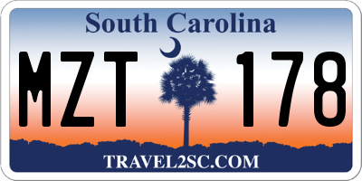 SC license plate MZT178