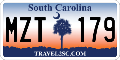 SC license plate MZT179