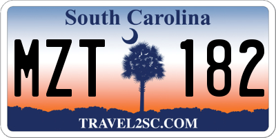 SC license plate MZT182