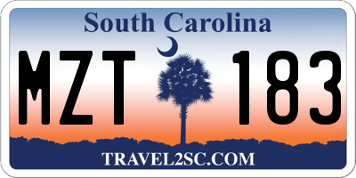SC license plate MZT183