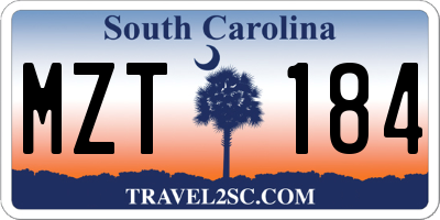 SC license plate MZT184