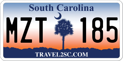 SC license plate MZT185