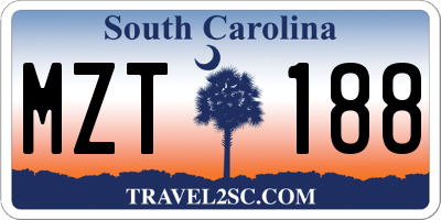 SC license plate MZT188