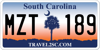 SC license plate MZT189