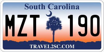 SC license plate MZT190