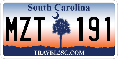 SC license plate MZT191