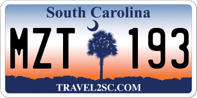 SC license plate MZT193
