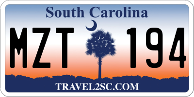 SC license plate MZT194