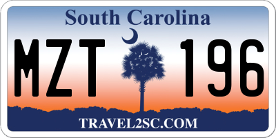 SC license plate MZT196
