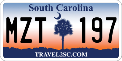SC license plate MZT197