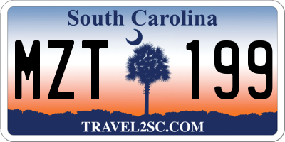 SC license plate MZT199