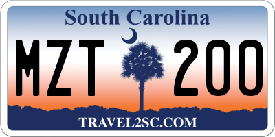 SC license plate MZT200