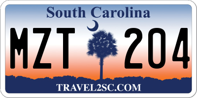 SC license plate MZT204