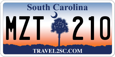 SC license plate MZT210