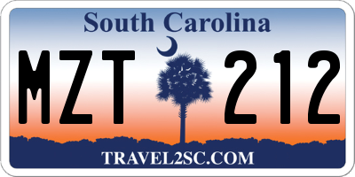 SC license plate MZT212