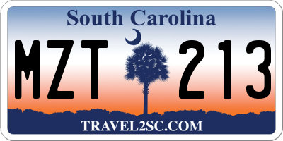 SC license plate MZT213