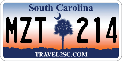 SC license plate MZT214
