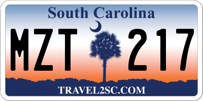 SC license plate MZT217