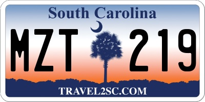 SC license plate MZT219