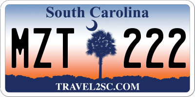 SC license plate MZT222