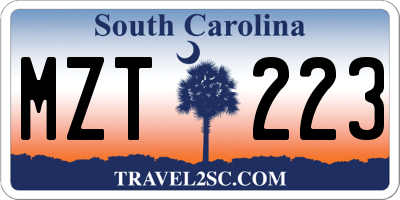 SC license plate MZT223