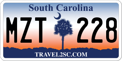SC license plate MZT228