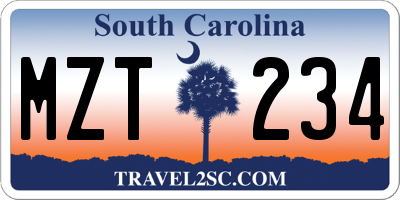 SC license plate MZT234