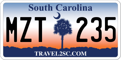SC license plate MZT235