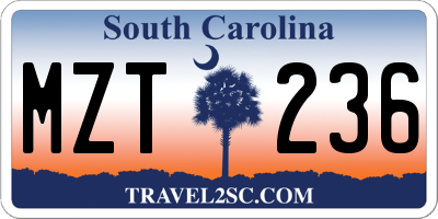 SC license plate MZT236