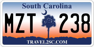 SC license plate MZT238