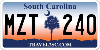 SC license plate MZT240